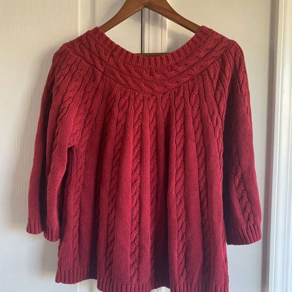 NorthStyle Women's Rich Red Cable Knit Sweater - Picture 8 of 11